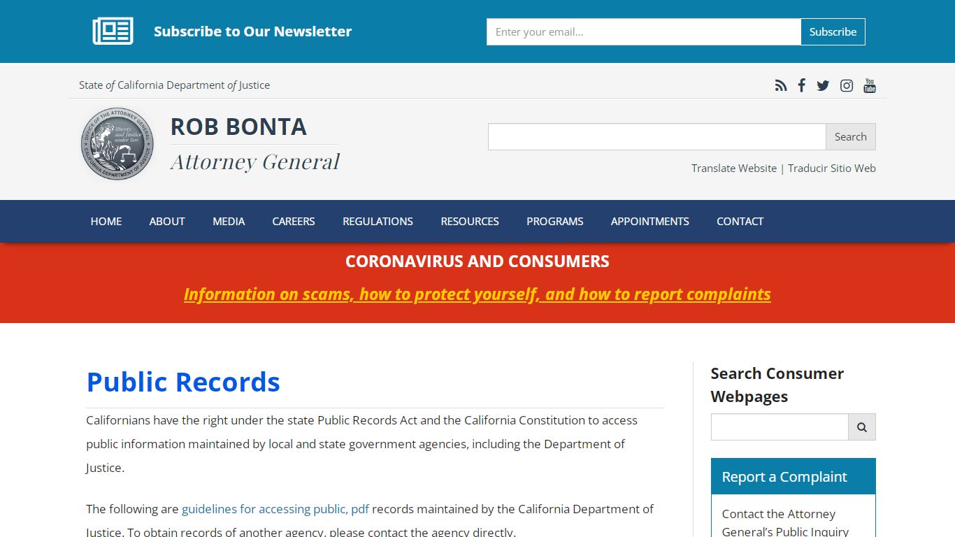 Public Records | State of California - Department of Justice - Office ...